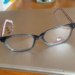 Hello Kitty Black Frame Sunglasses with Pink Patterned Temples